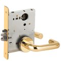 Schlage Grade 1 Entrance Office Mortise Lock, Less Cylinder, 03 Lever, A Rose, Bright Brass Finish L9050L 03A 605